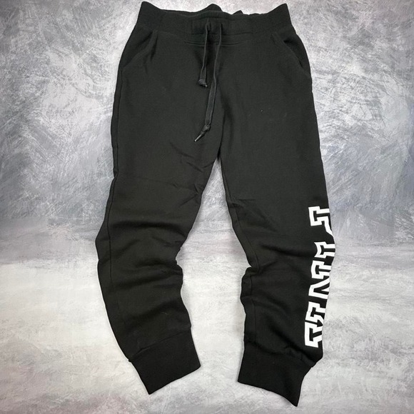 Victoria's Secret PINK Pants - Black Victoria's Secret PINK Sweatpants Bold Leg Graphic Y2K Loungewear M